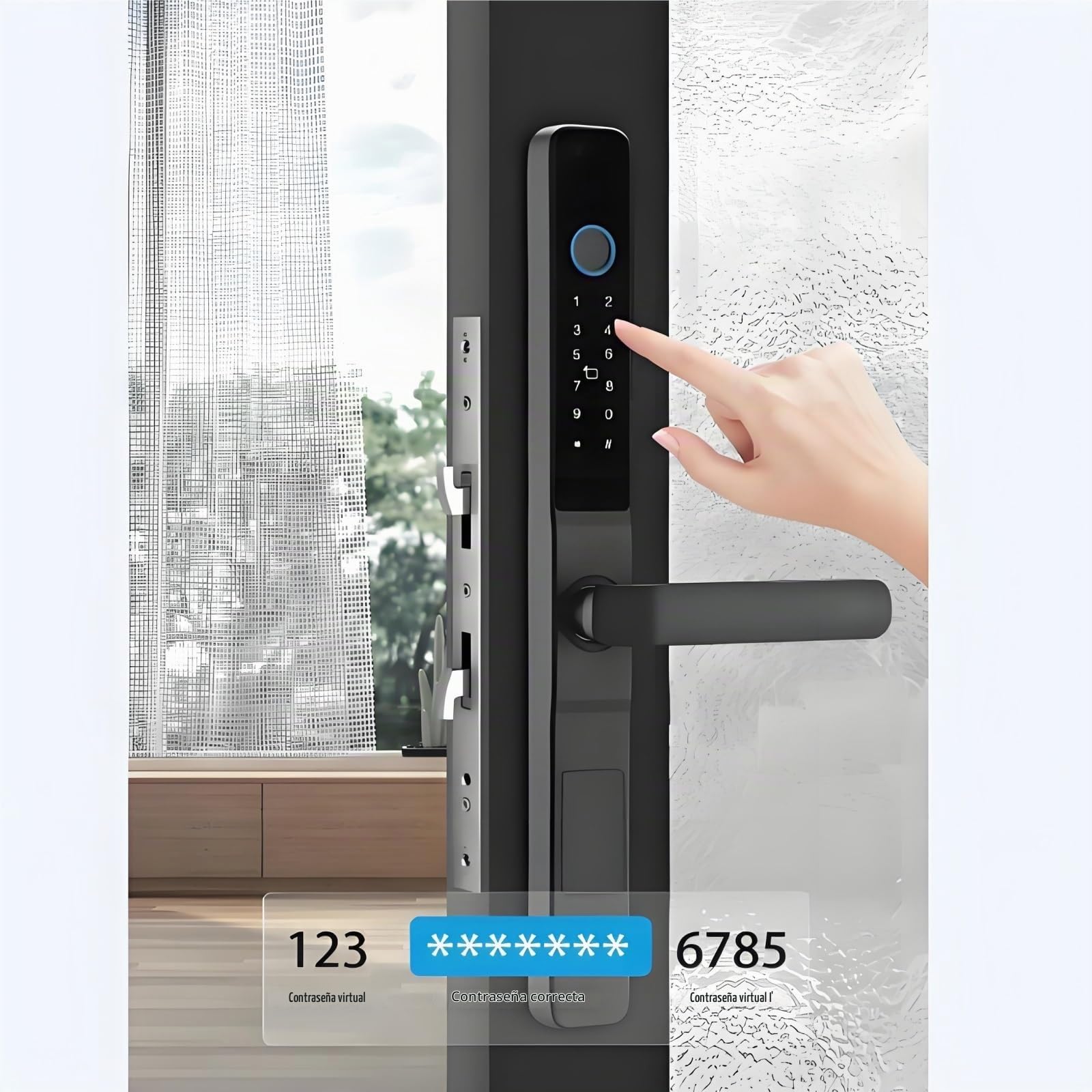TTLock Cerradura Inteligente Impermeable para Puerta Corredera, Cerradura Electrónica de Aleación de Aluminio con Control por Huella Dactilar, Aplicación y Alexa, IP66 para Puertas de Vidrio y Metal