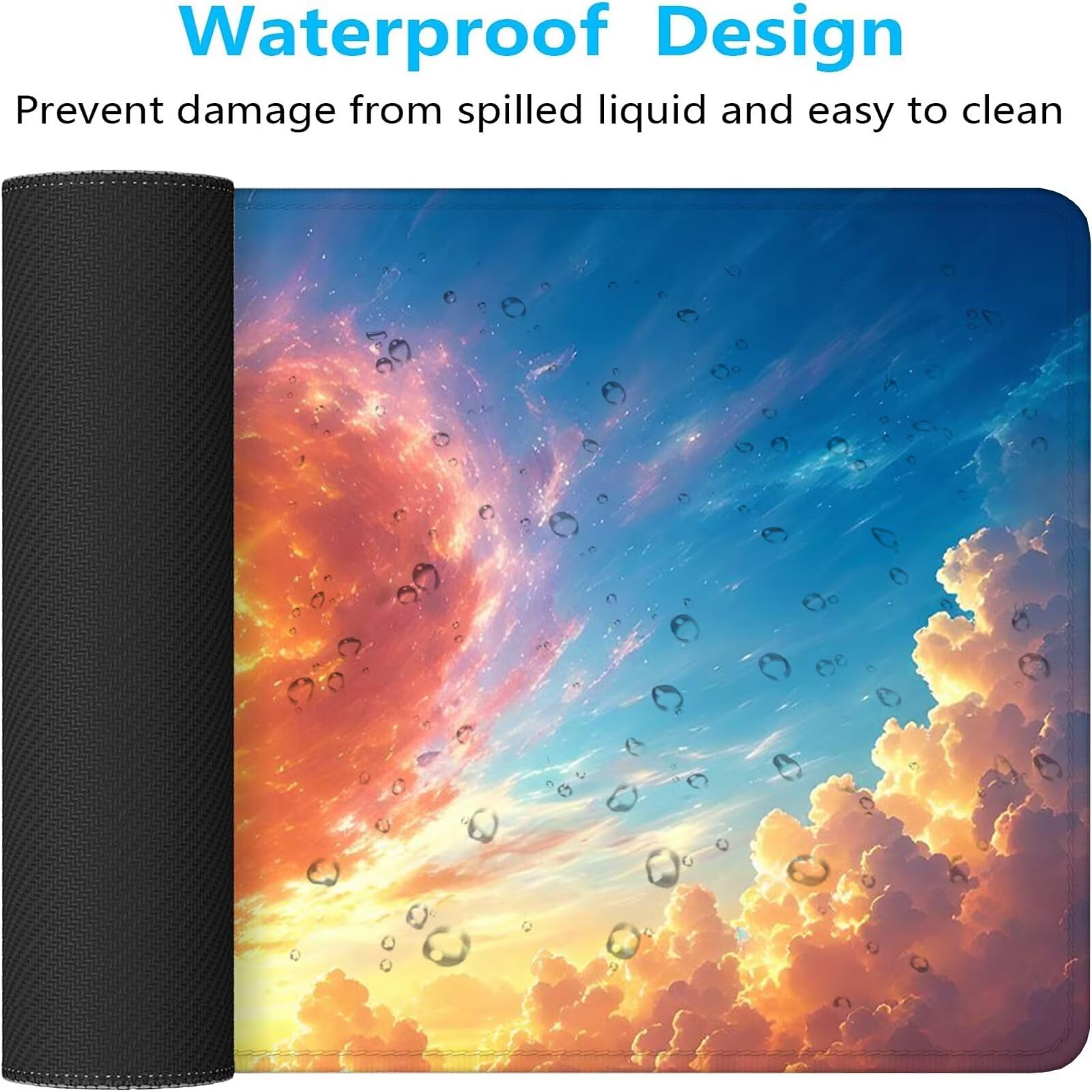 Blu Tappetino Mouse Gaming, Tappetino Mouse XXL 1200 x 500 mm, Tappetino Mouse Cielo, Mouse Pad con Base Antiscivolo, Bordi Cuciti Tappetino per Mouse, Tappetino Mouse Gaming di Alta Precisione S-610