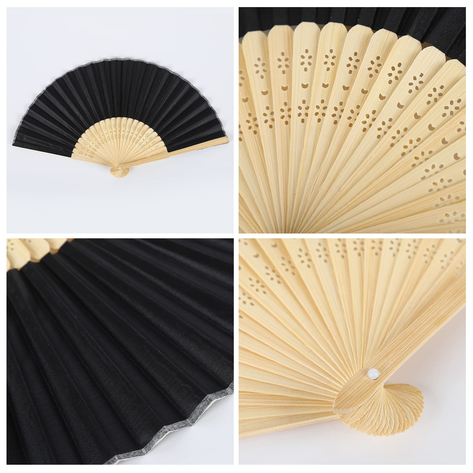 9 Pièces Éventails En Tissu Soie Pliants Chinois - Éventails Décoratifs Bambou Pour Mariage Danse Et Décoration Murale (Couleurs Mélangées)