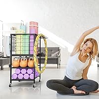 Vista 5 de Estante de Mancuernas para Hogar, Estante de Peso para Gimnasio en Casa, Estante de Almacenamiento para Esterilla de Yoga, Organizador de Equipo