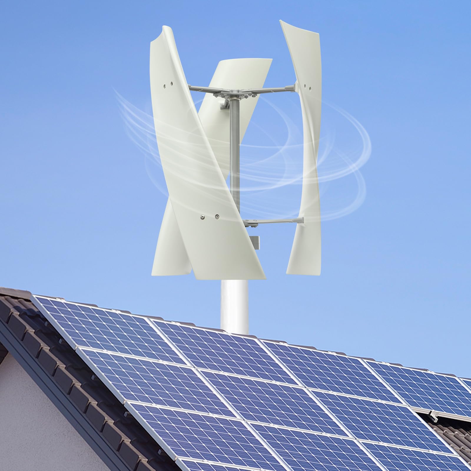 Generatore eolico verticale, generatore eolico verticale da 100 W, 12 V, con rotore magnetico permanente, impianto eolico con 3 lame in fibra di nylon e 30 dB, per barche e gazebo, bianco