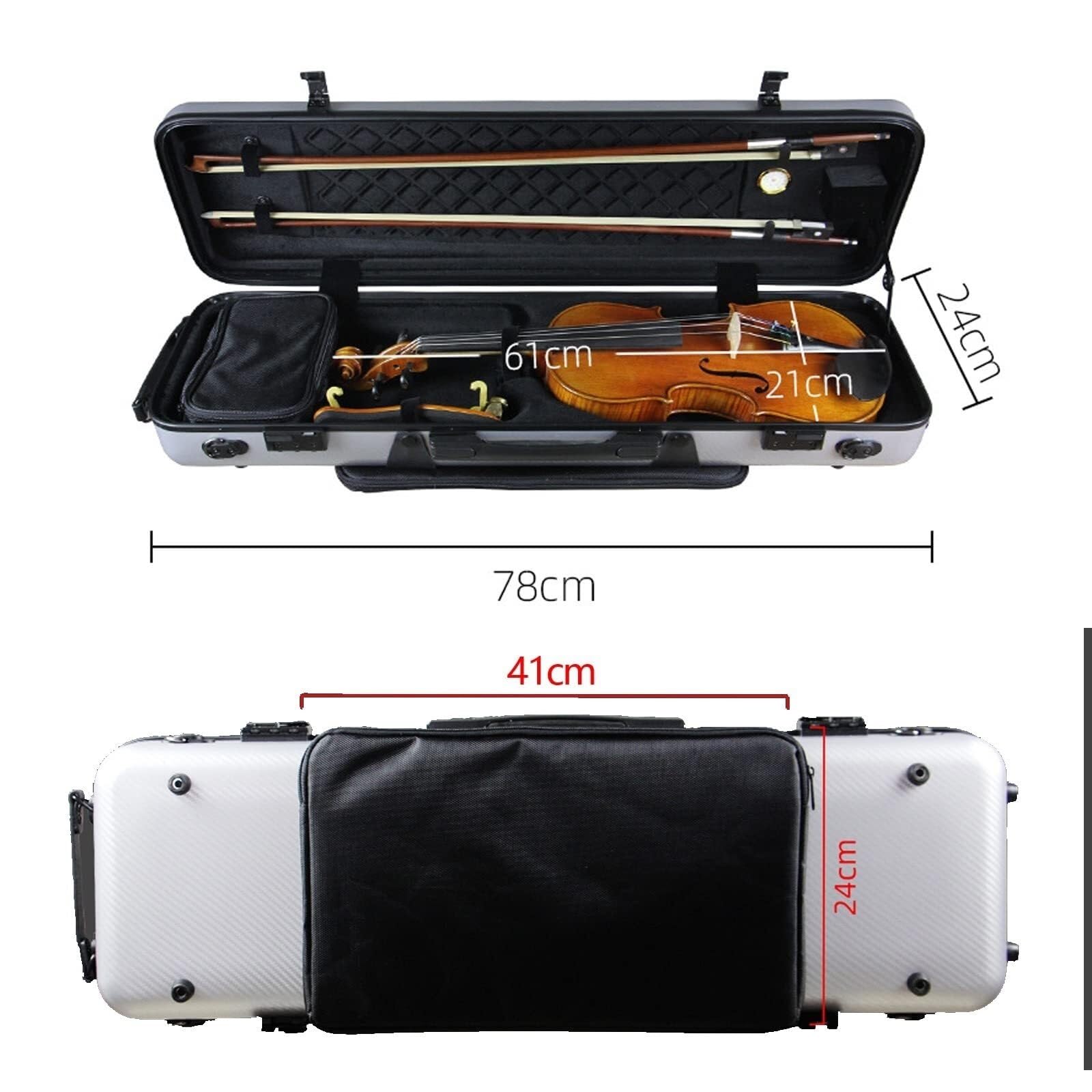 Geige Box Geigenkoffer 4/4 Geige Koffer Stabil Und Leicht Tragbare Rechteckige Tragetasche Mit Hygrometer Und Rucksackgurten Geigenschutzkoffer Violinkoffer (Color : Style 1)