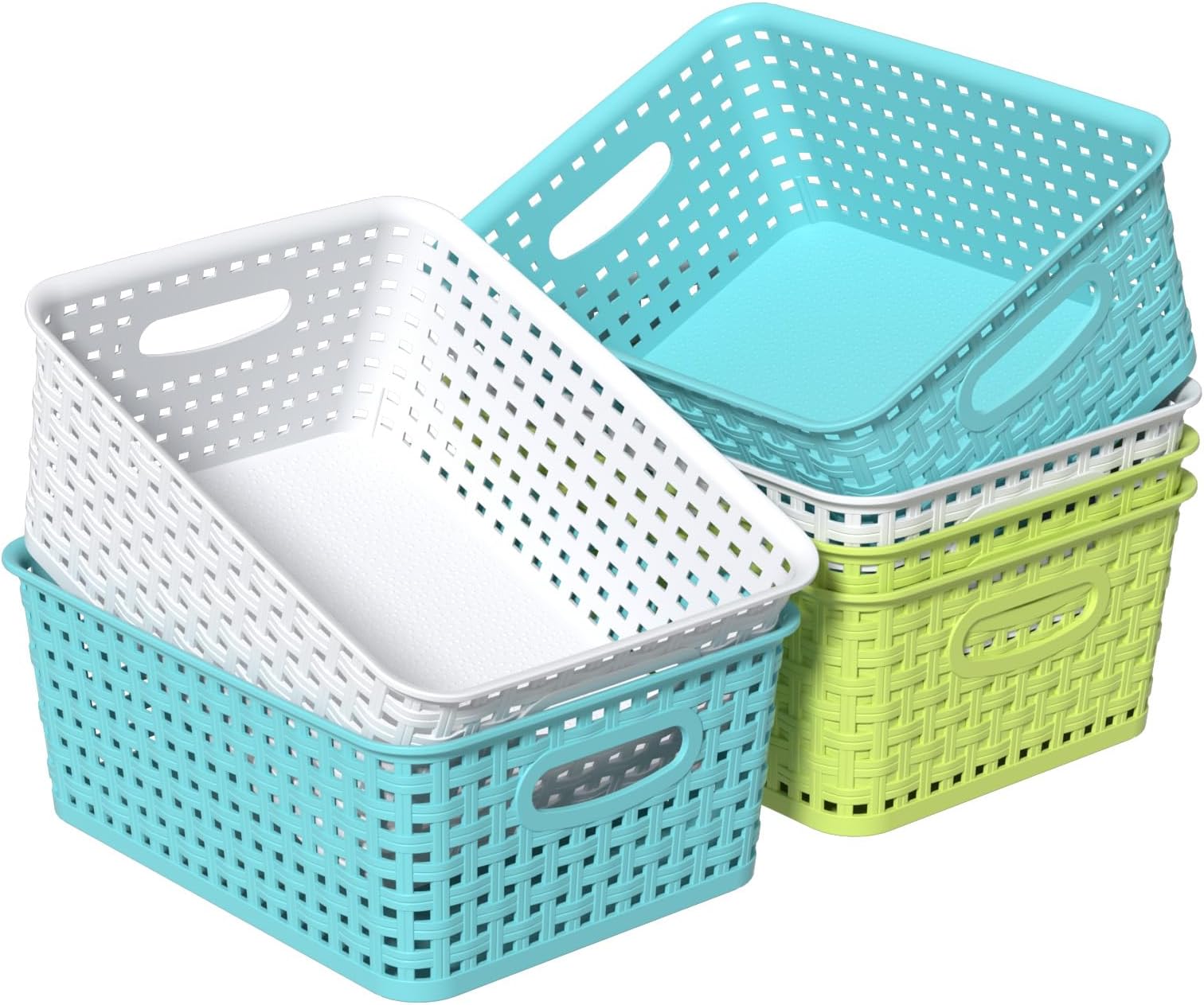 Plastic Weave Storage Baskets Organizer, Small Storage Basket, 6 Pack