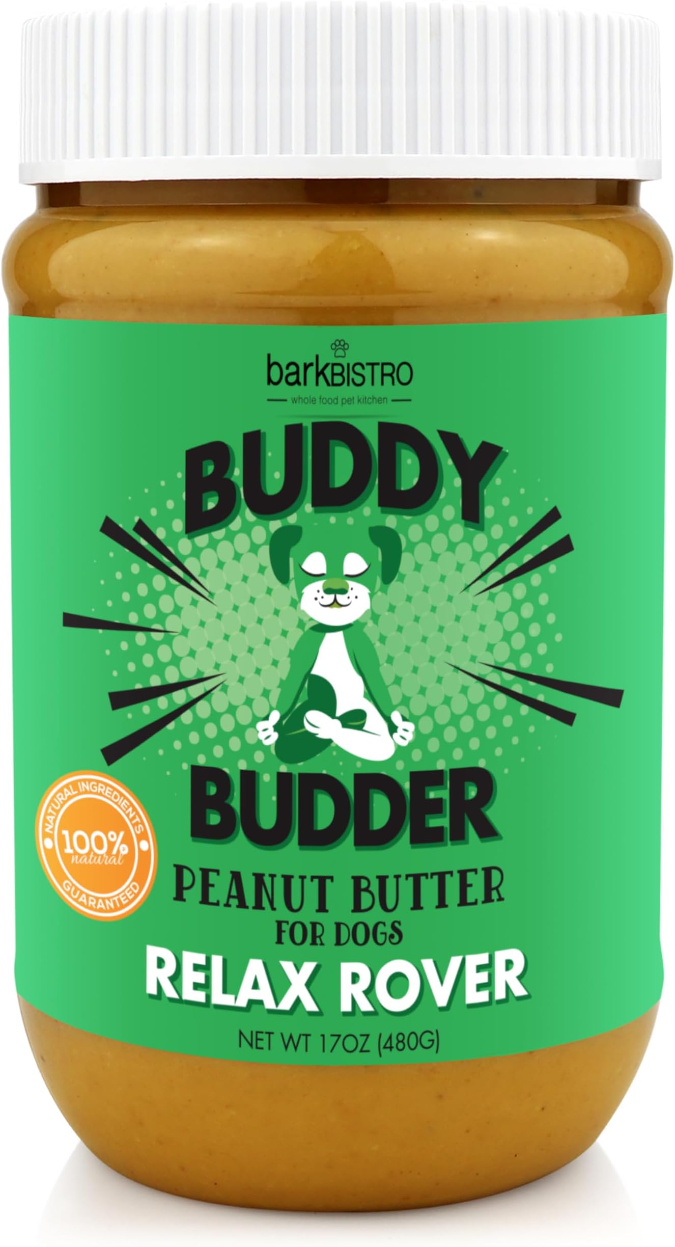 - Relax Rover Buddy Budder (Stress + Anxiety), 100% Natural Dog Peanut Butter, Dog Supplment, Made in USA 17oz