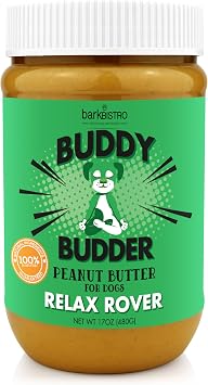 Relax Rover Buddy Budder Stress + Anxiety, 100% Natural Dog Peanut Butter, Dog Supplment, Made in USA 17oz