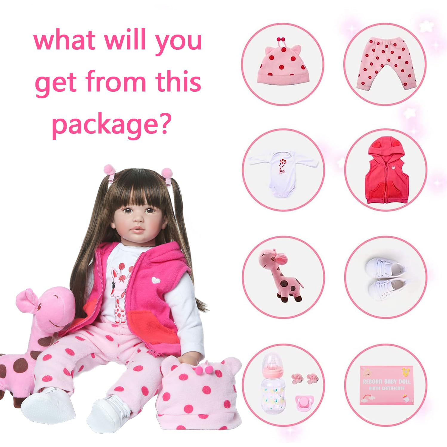 Tudofttg 60cm Bambole Reborn Femmina Morbide Realistiche Bambola in Silicone Vinile Reborn Toddler Ragazza Bambini Giocattoli