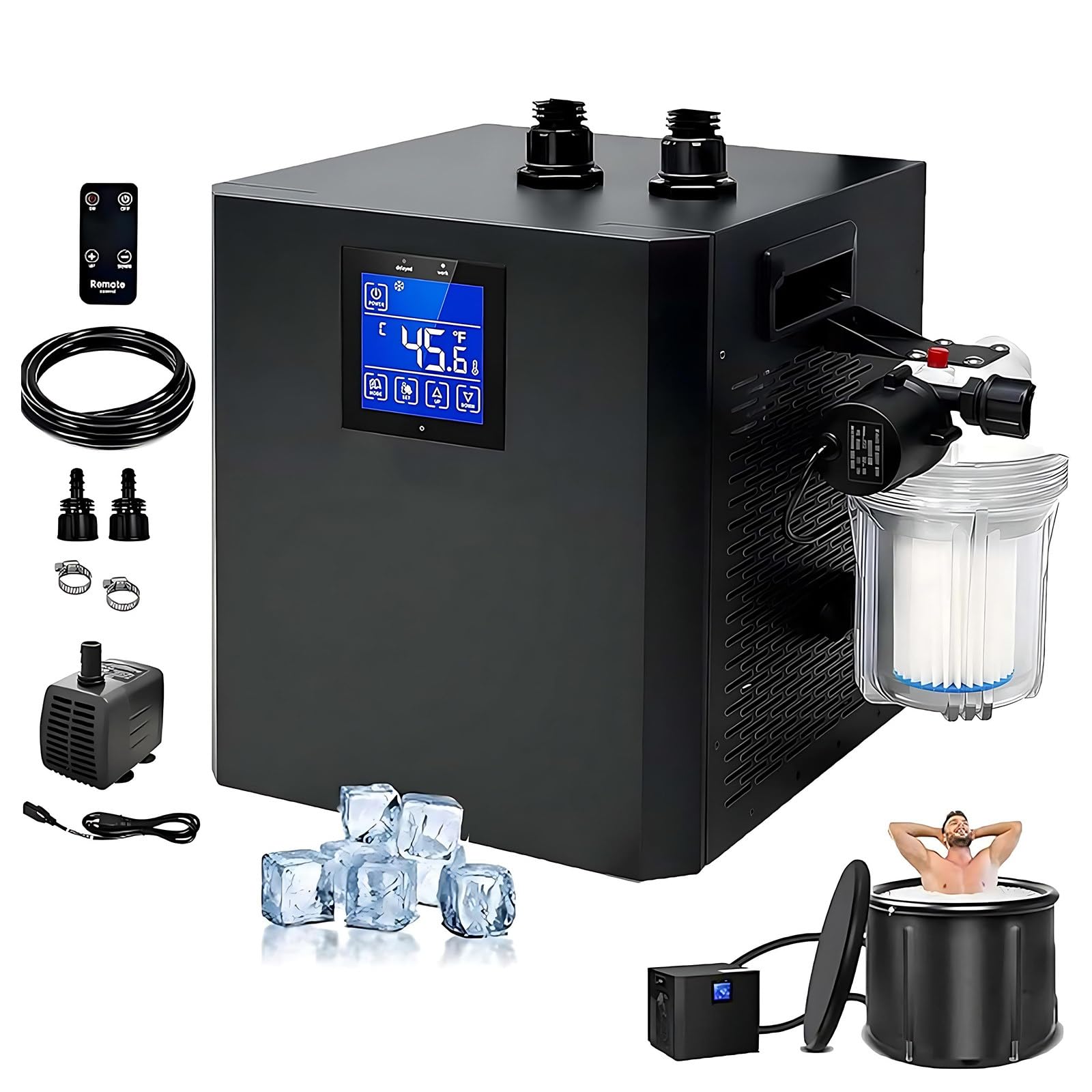 MIAOXIAOLONG Aquarium Chiller Water Cooler 300L Chiller Bounus Pump Kit Fish Tank Chiller Seafood Cultivation Equipment for Fresh/Salt Water Waterweeds Jellyfish Coral Crystal Shrimp