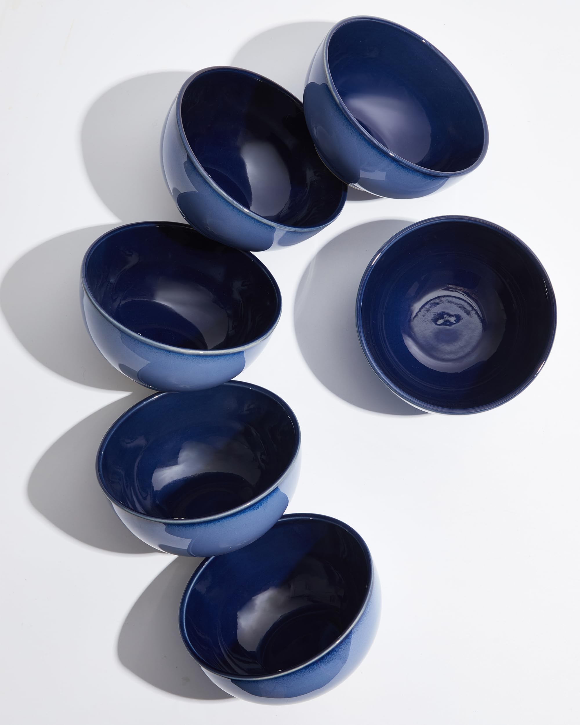 Pokini 5.5 inch Stoneware Cereal Bowls Set of 6, 22 Oz Soup Bowls Set