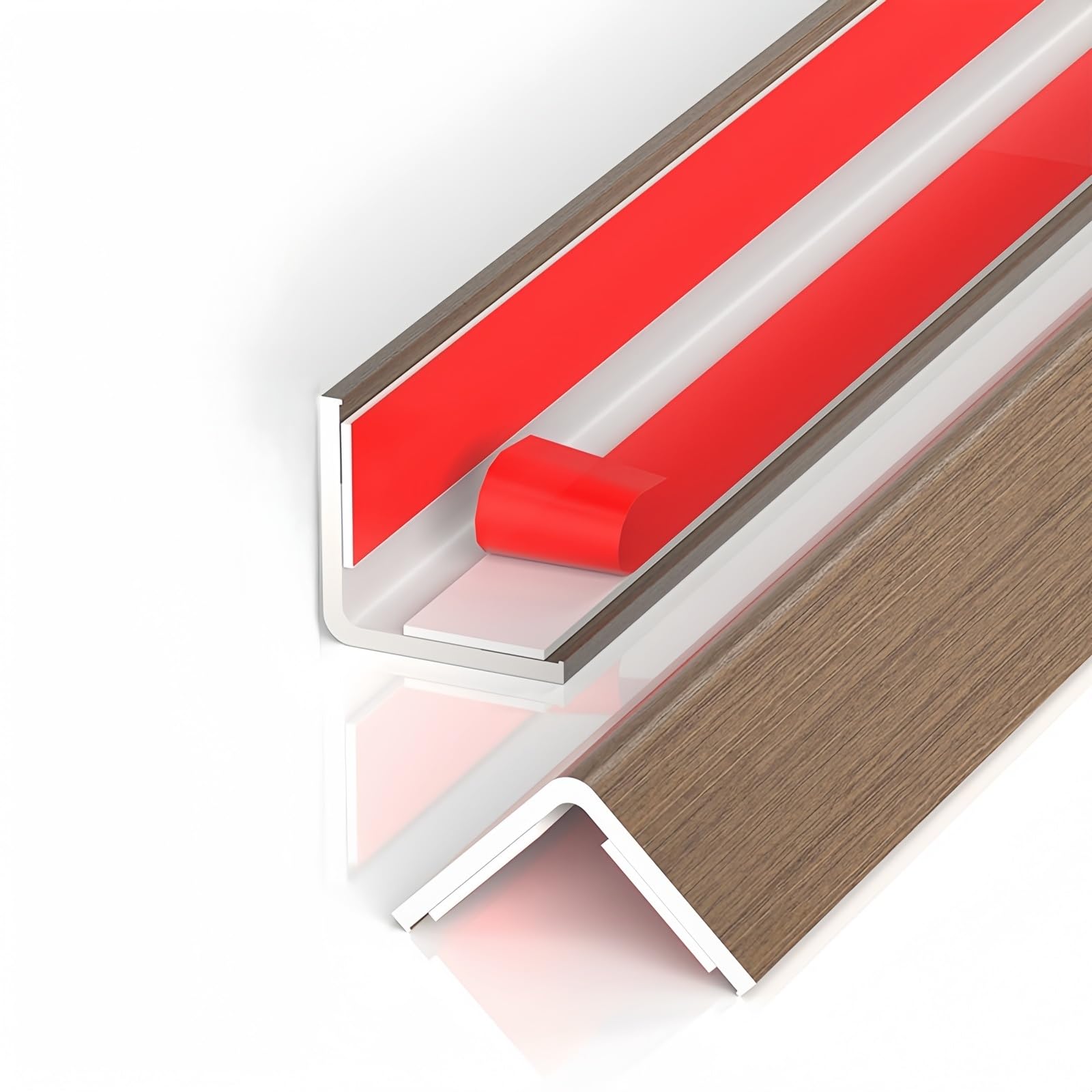 Eckeinfassung, 100 cm x 3 Stück, selbstklebender Wandschutz, PVC-Kantenschutz, sichern Sie die Ecken Ihres Hauses mit einfach anzubringenden, beschädigungsfesten Kanten für jeden Raum (Stil