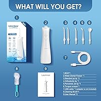 Vista 7 de Leominor Water Dental Flosser - 5 Modes Cordless Portable Oral Irrigator, IPX7 Waterproof, Rechargeable Teeth Cleaner Upgrade Datchable Tank