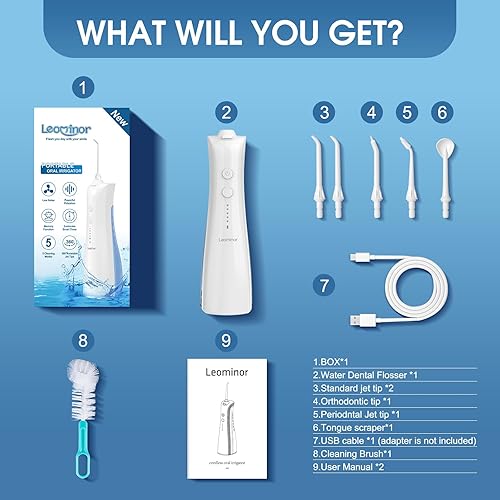 Miniatura 7 de Leominor Mejora el hilo dental dental de agua A6 (blanco)