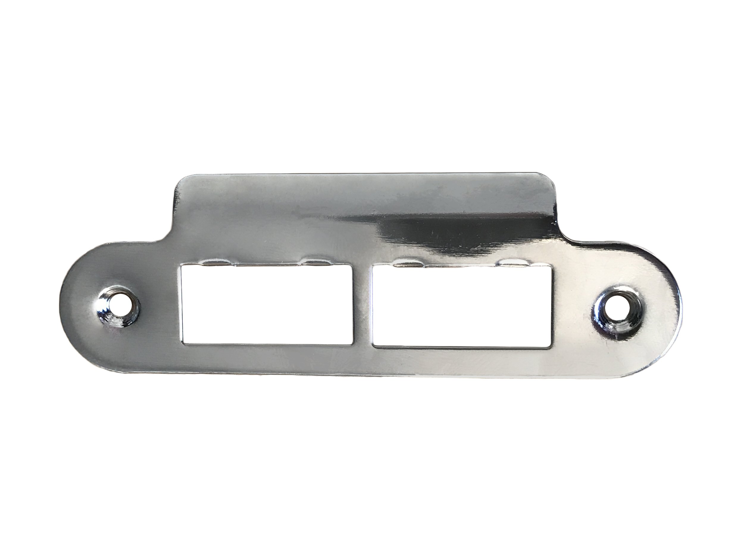 Polished Chrome Strike Plate for Door Frames Plated Finish 114mm Long Round Edge — image 1