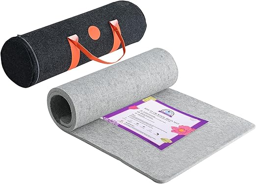 Rdutuok 60 x 22 inches Wool Pressing Mat for Quilting Large Size New Zealand Wool Mat with Scissors, Tape,Felt Storage Case,Iron Rest pad and 40Pcs Sewing Pins