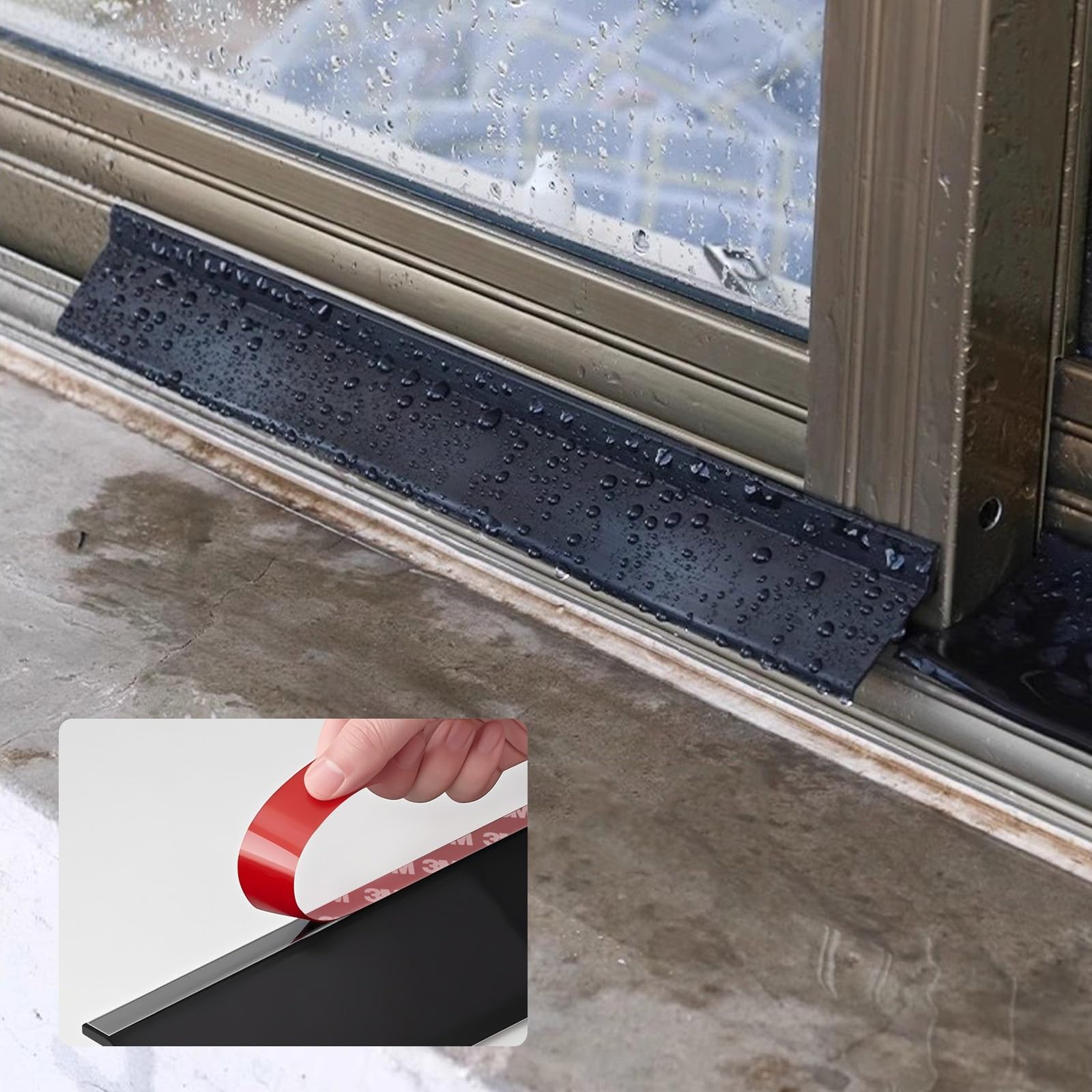 Burletes Autoadhesivos para Ventanas 1M Cinta De Sellado De Caucho Negro para Protección contra Fugas De Lluvia, Barrera De Agua para Umbrales De Puertas Y Ventanas(5m(16.4ft))