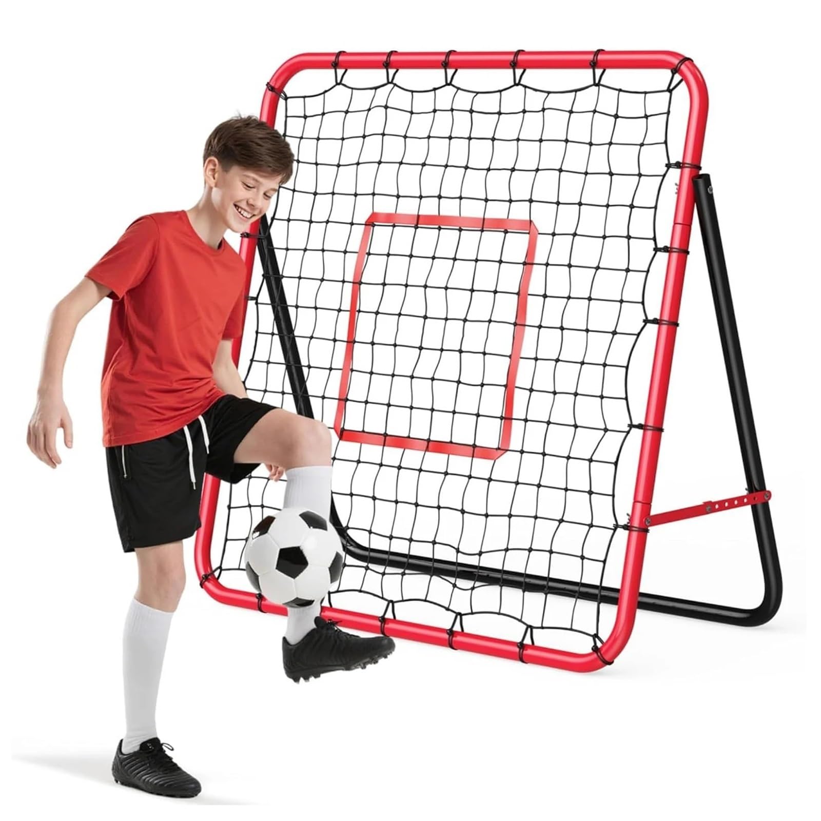 Rete da rimbalzo da calcio, struttura in metallo, attrezzatura da allenamento per allenamento in cortile, perfetta per lo sviluppo delle abilità e gli esercizi di allenamento