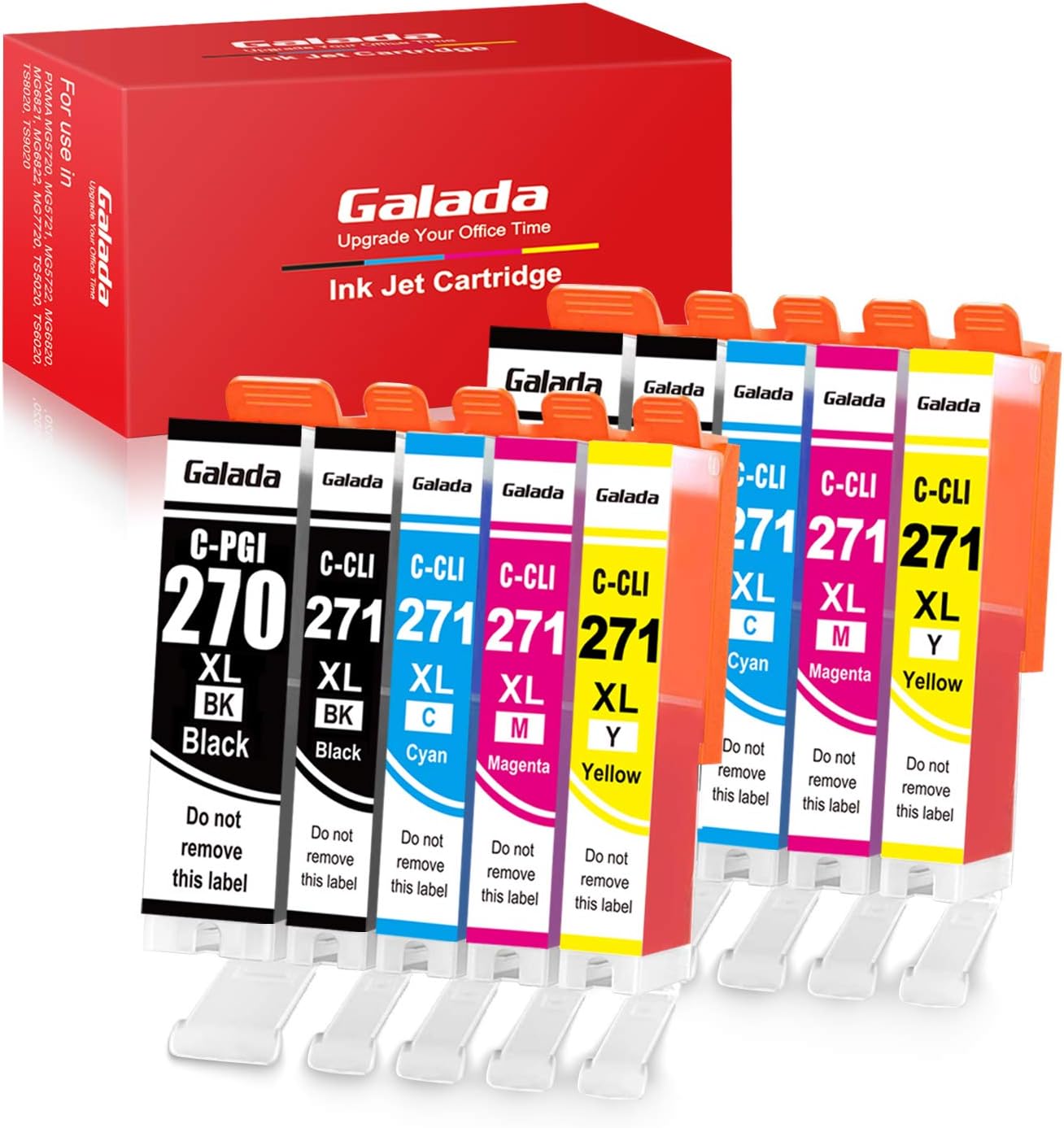 Galada Compatible Ink Cartridge Replacement for Canon PGI-270XL CLI-271XL 270 271 XL Work with Pixma MG5720 MG5721 MG5722 MG6820 MG6821 MG6822 MG7720 TS5020 TS6020 TS8020 TS9020 Printer 10pack