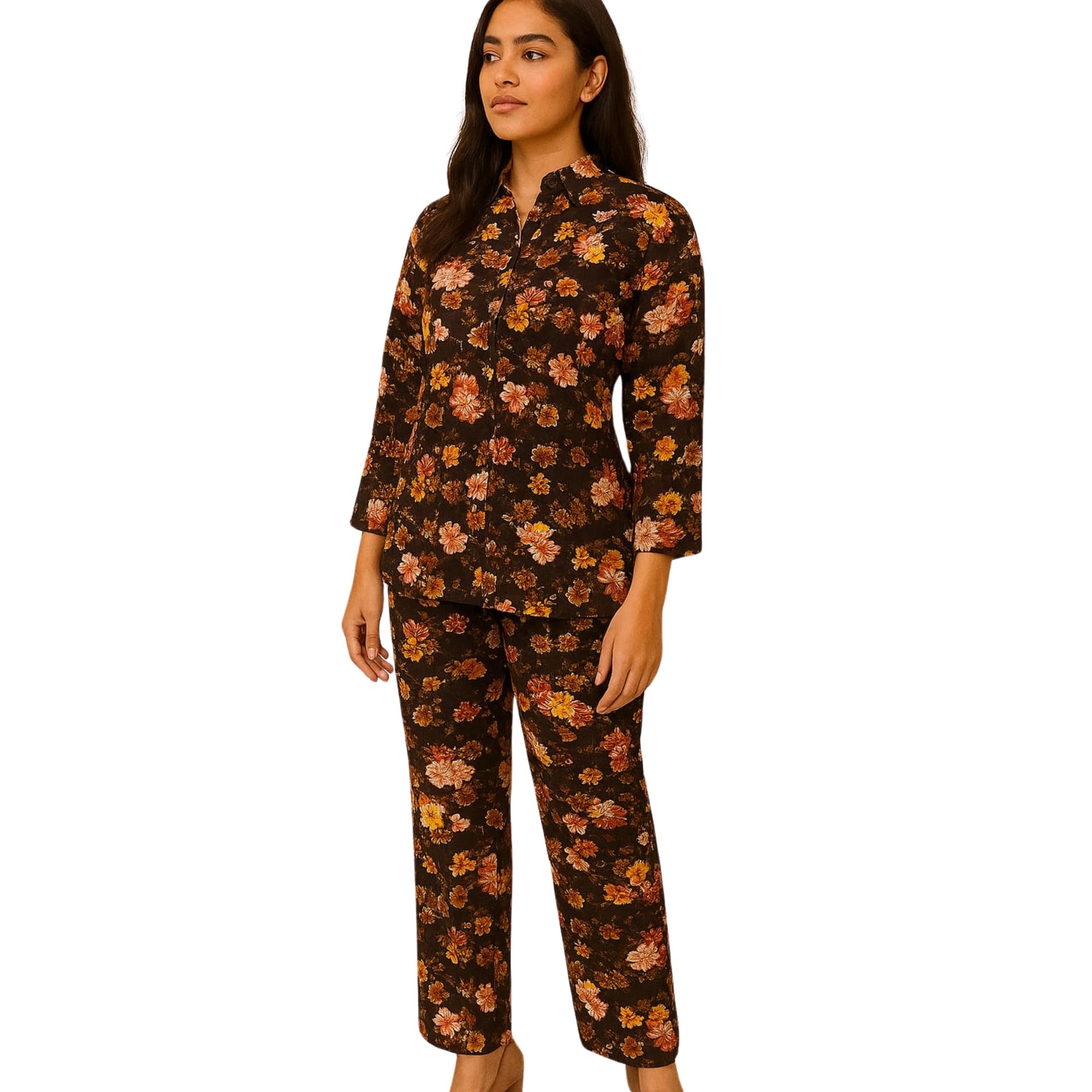 ridaa Women’s Printed Full Length Co-Ord Set | Pack of Two-Piece Set - (Multicolour)-picture-18