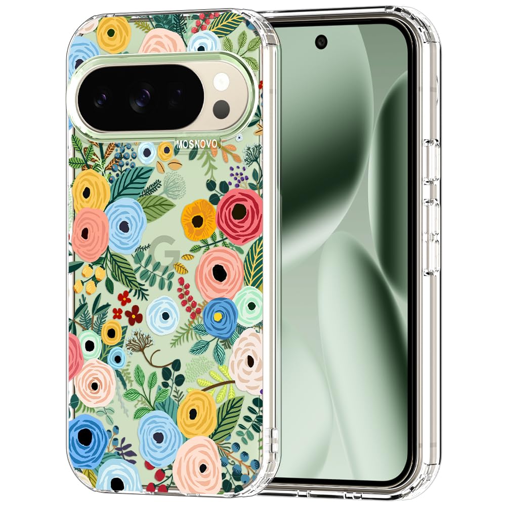 MOSNOVO Case for Google Pixel 9 & Pixel 9 Pro, [Buffertech 6.6ft Military-Grade Drop Protection] [Anti Peel Off Tech] Clear TPU Bumper Phone Case Cover Design - Great Wave — view 60