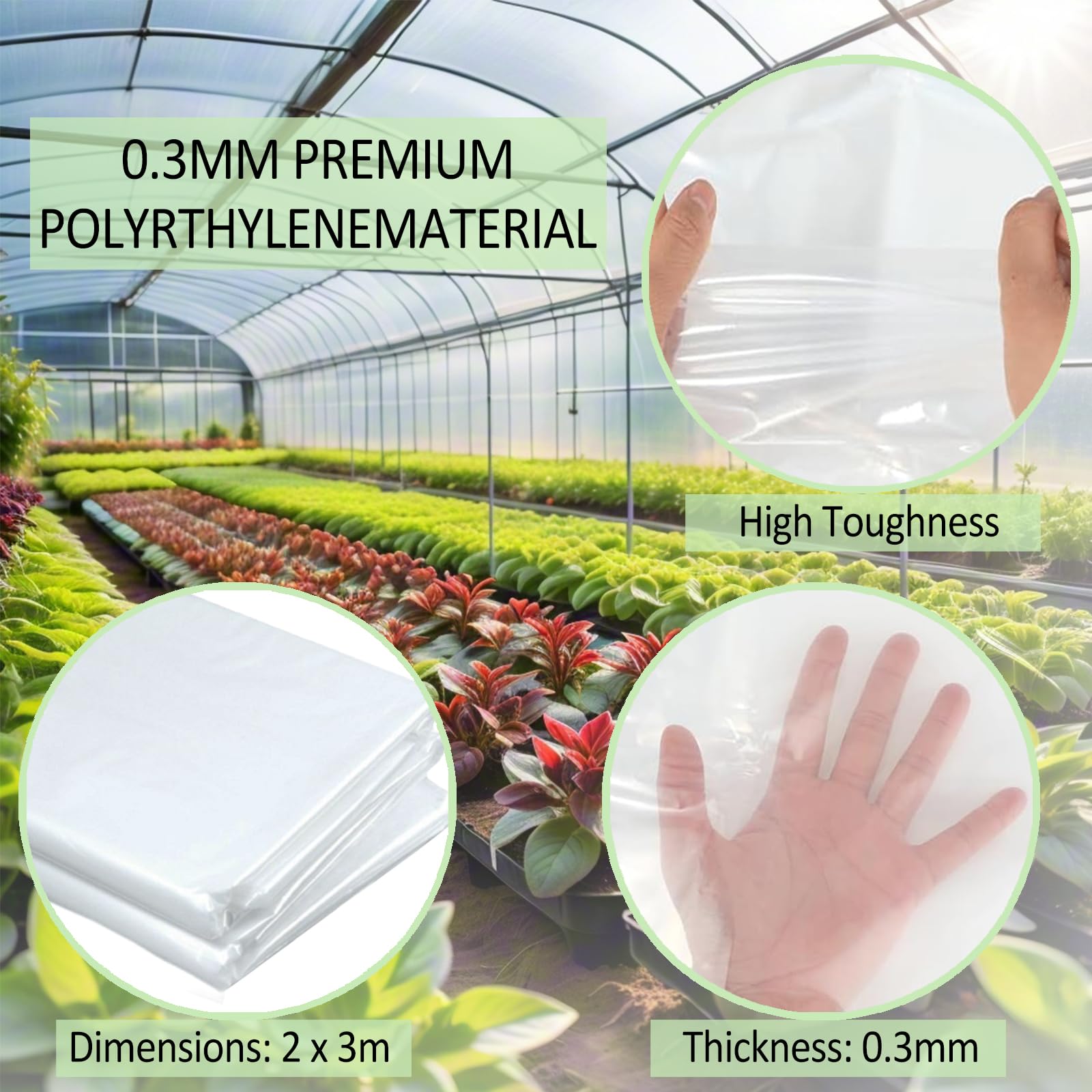 flintronic Folia z tworzywa sztucznego, przezroczysta folia szklarniowa, 2 x 3 m