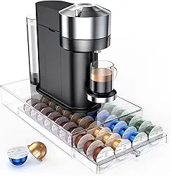 Gaveta de acrílico para cápsulas de café compatível com cápsulas Nespresso Vertuo e cápsulas Dolce Gusto, 40 cápsulas