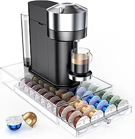 Gaveta de acrílico para cápsulas de café compatível com cápsulas Nespresso Vertuo e cápsulas Dolce Gusto, 40 cápsulas