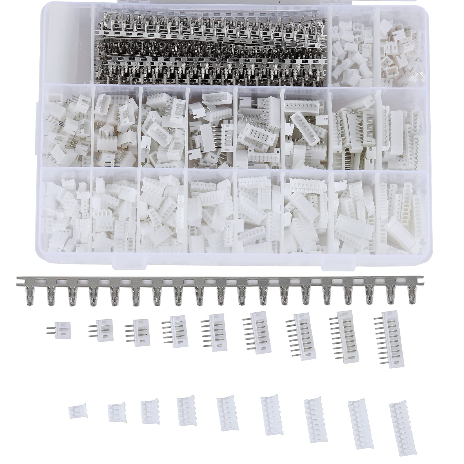 1550PCS JST PH 2.0mm Connector Assortment Kit 2.0mm Pitch Male Female 2/3/4/5/6/7/8/9/10 Pin Housing Adapter Plug Terminal