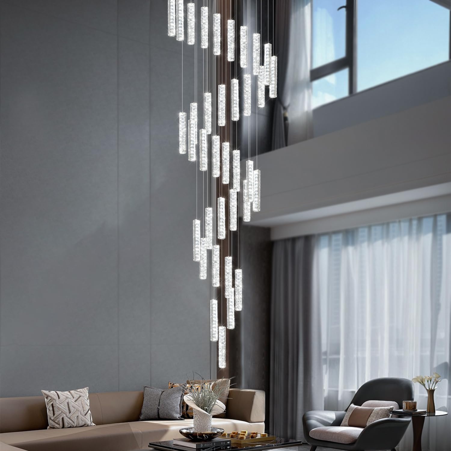 150 Inches Long Crystal Chandelier Large Spiral Stair