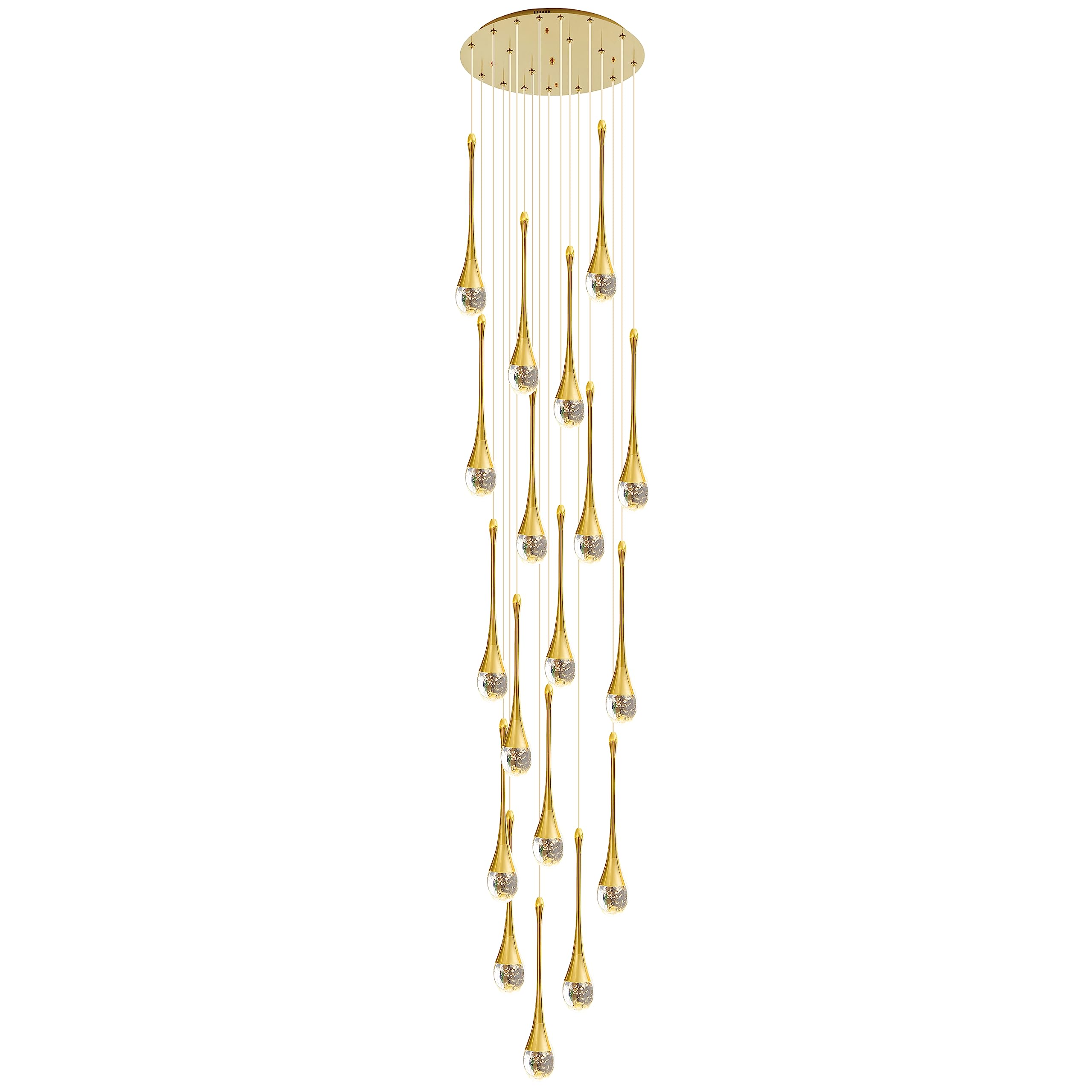 HXYSXHJUO Chandelier 18-Light LED Dimmable Modern Raindrop Spiral Crystal Pendant Light for Foyer Entryway Stairwell Lighting