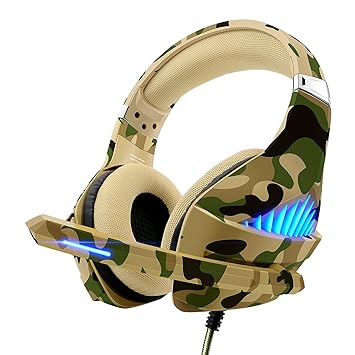 Gaming Headset for PS4, PS5, Xbox Controller, Switch, PC with Noise Cancelling Over-Ear Stereo Bass Surround Sound -Camo
