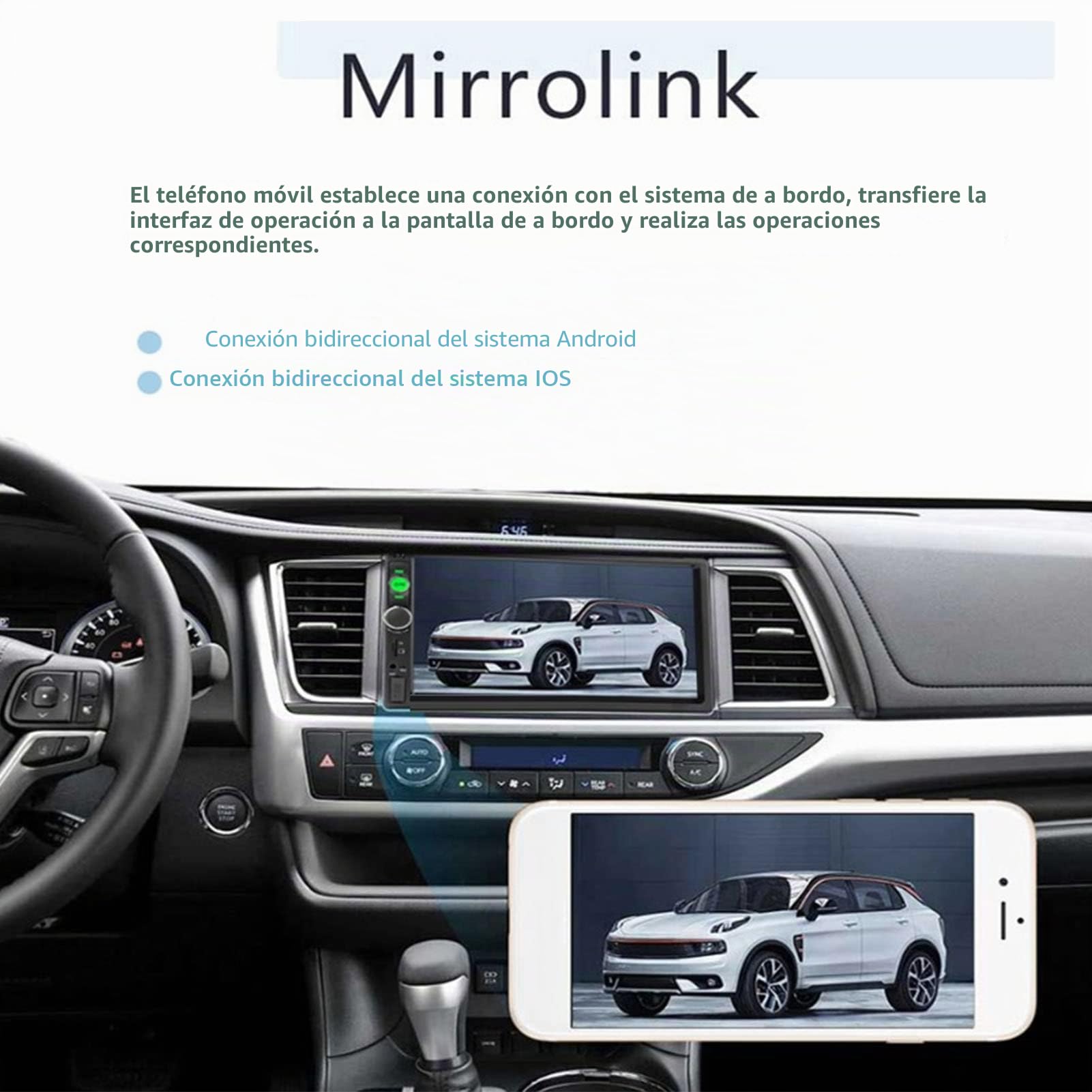 KIMISS Reproductor de Coche con Pantalla Táctil de 7 Pulgadas, 2Din Car Stereo Radio Mirror Link Bluetooth MP5 Player USB FM Receptor