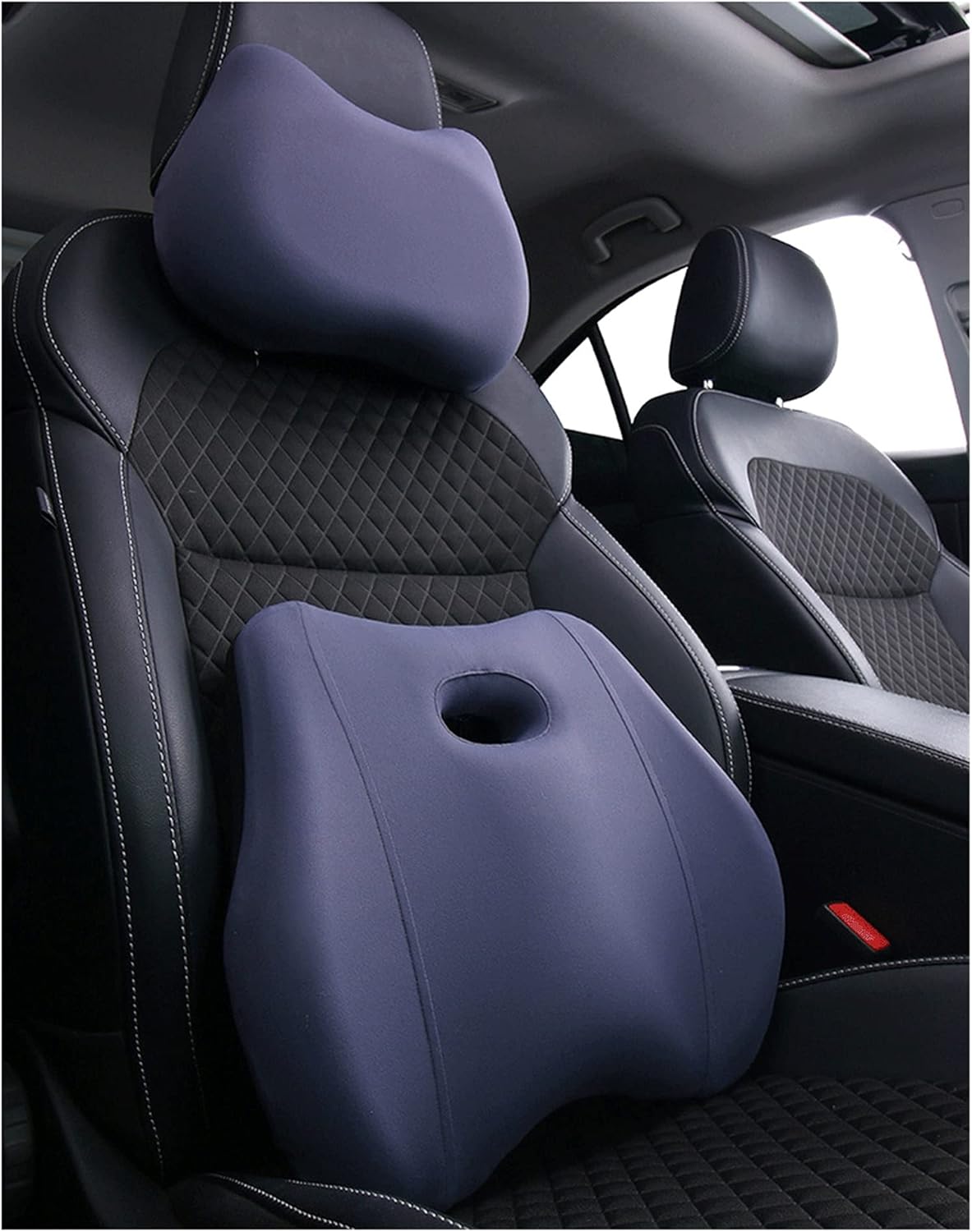 クッション 車用 背 ン ネックパッド 首枕 腰枕 お気に入 車とヘッドレスト用の腰部サポートクッションネックピローキット Purple 人間工学に基づいたデザインユニバーサル調整用メインカーシート 36x33x8cm Color Size