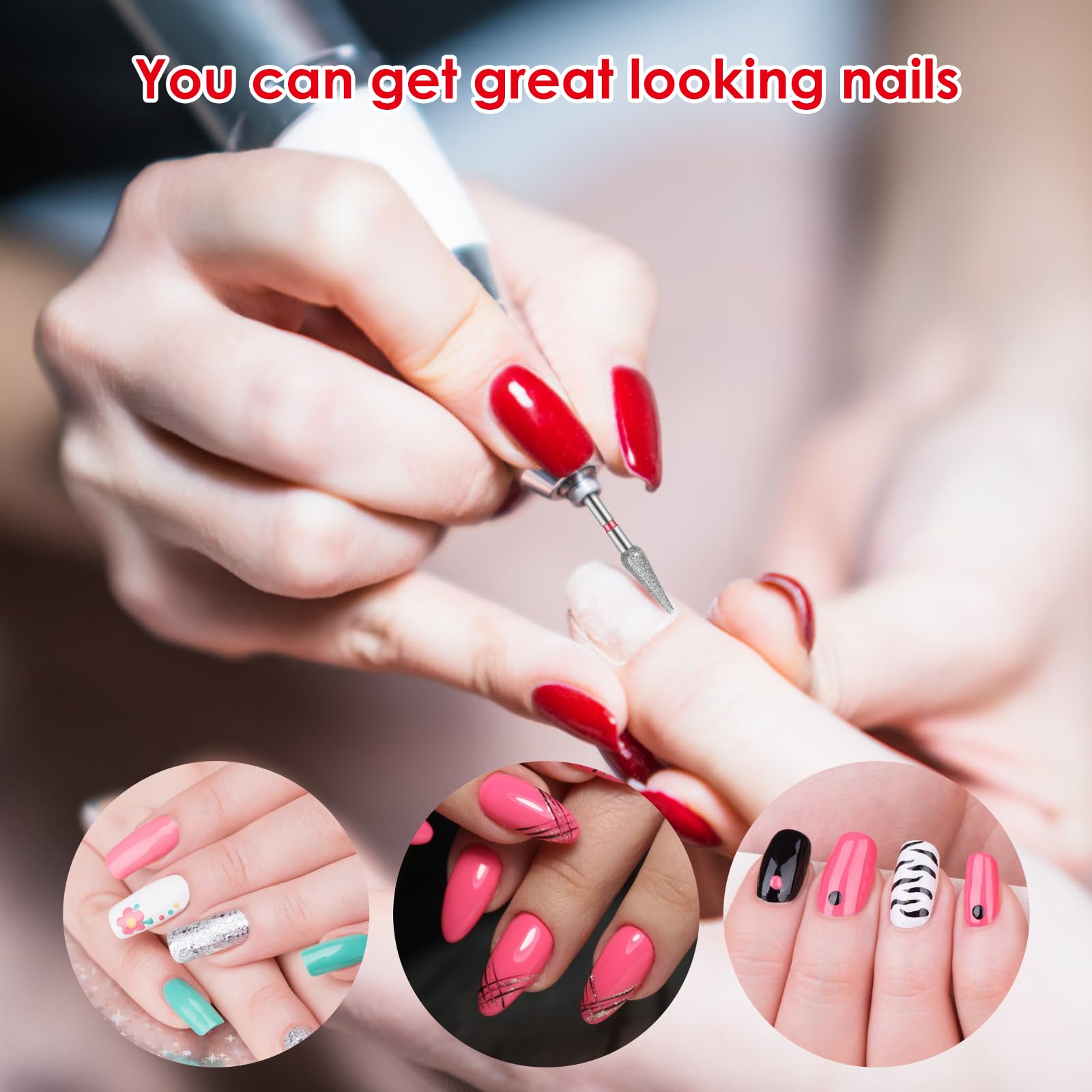 Sibba Set di 6 punte per trapano per cuticole in acciaio inossidabile con custodia per manicure pedicure trapano diamantato per lucidatura file di rettifica strumenti in metallo professionale in