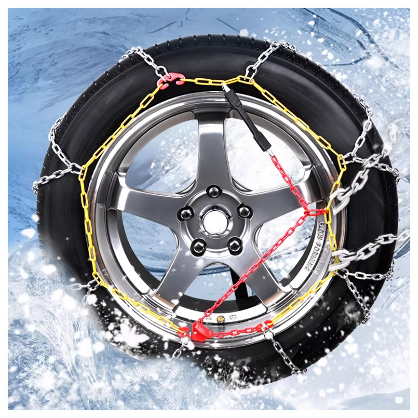 Cadenas de Nieves Universales, Cadenas de Nieve Metálicas, Coche Nieve for Llantas Cualquier Ancho de Llantas, Universales Cadena for Ruedas Antideslizante(195/40R14)