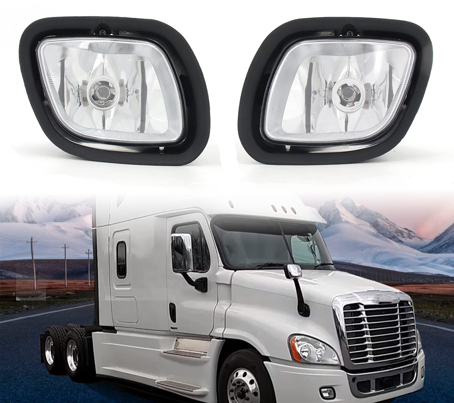 CPOWACE Pair Fog Lights with Bulbs Compatible with Freightliner Cascadia 08-17 Driver and Passenger Side