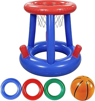 SHUOHONG Jeu de Basket Flottant et Lancer d'Anneaux Gonflable pour Piscine