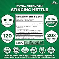 Vista 3 de Zazzee USDA Orgánico Extracto de Ortiga 20:1, 9000 mg de Potencia, 120 Cápsulas Veganas, Suministro de 4 Meses, Concentrado, Extracto Estandarizado