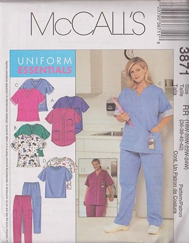 Tops y pantalones pequeños para mujermujer Patrón de costura Mccall 3871 (Talla RR 18W-20W-22W-24W) (36-42)