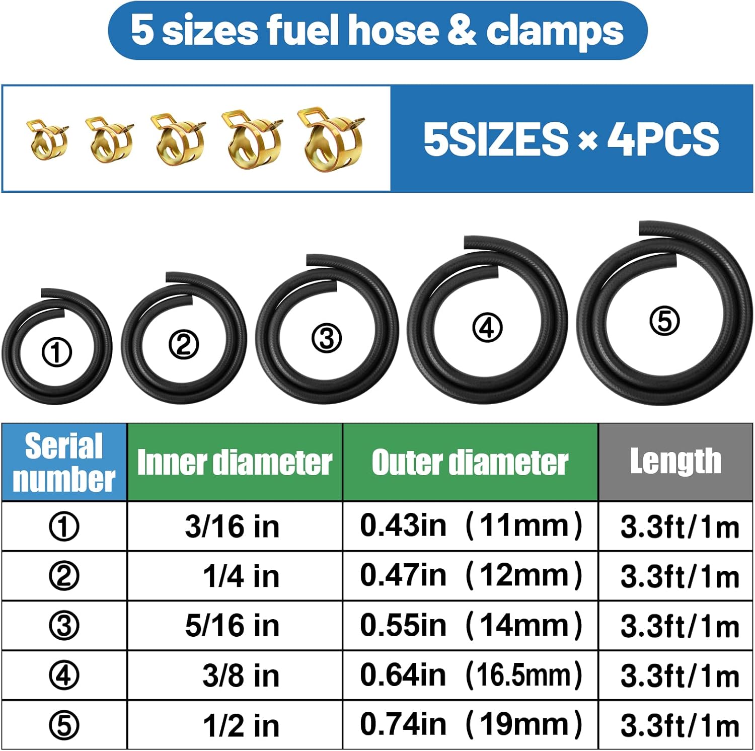 Manguera De Línea De Combustible De 4 Tamaños, Tubo De Gasolina