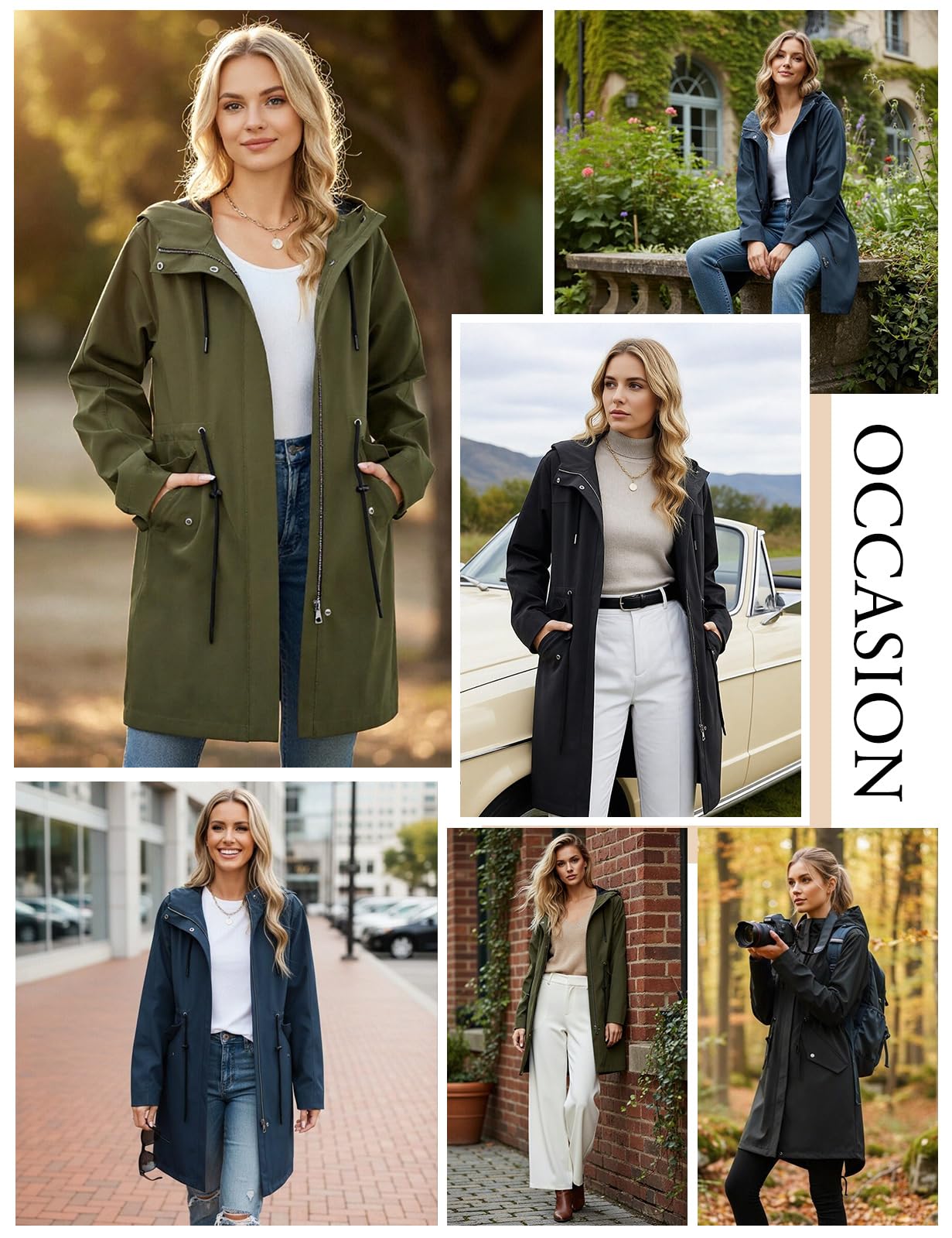 Tuopuda Veste Femme mi Saison Légères Blousons avec Capuche Outdoor Manteau avec Zippé Parka Printemps Automne Décontracté Outwear