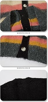 Y2K Cardigan Sweater Vintage Striped Fuzzy Sweaters for Women Teen