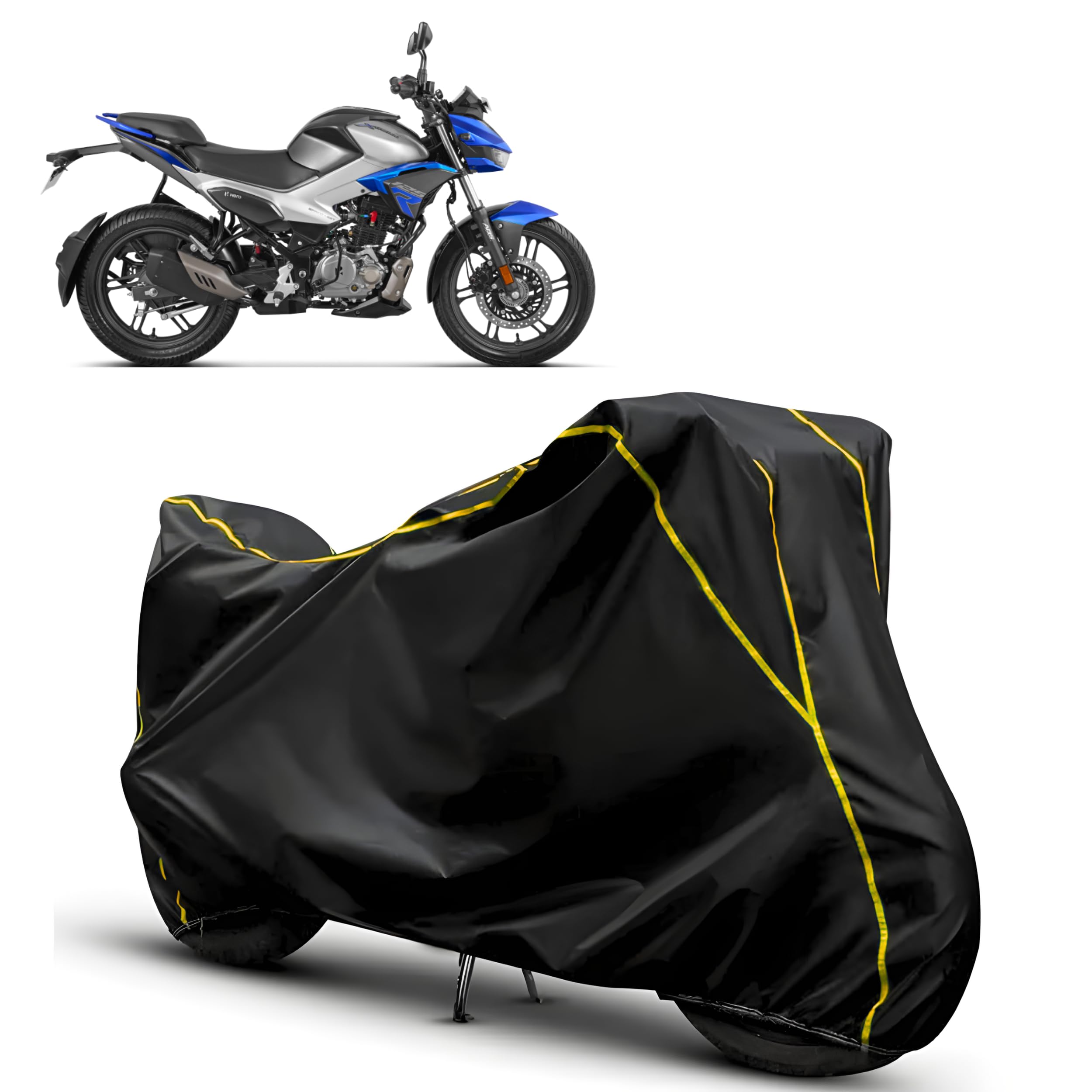 FAVY Waterproof Bike Cover Compatible with Hero Xtreme 125R | Dust Proof & UV Protection Bike Body Cover | Wind Proof Elastic Bottom Motorcycle Cover