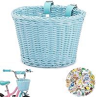 Vista 8 de Cesta delantera para bicicleta de niños, tejida a mano multicolor, para niños y niñas