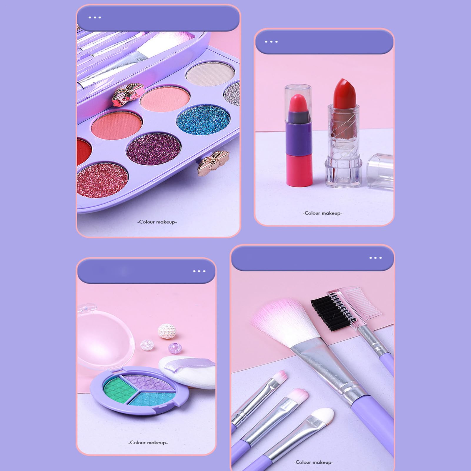 Kit di trucco - Set di giocattoli cosmetici princess, 57pcs Real Washable | Makeupt for Fitend Play, Sendage di bellezza non tossico compatto per adolescenti, regalo di compleanno, 11,14 pollici r
