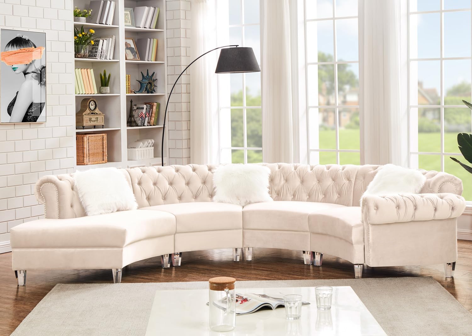 Legend Furniture Velvet Symmetrical Modular Large sectional couches for Living Room