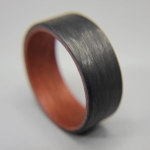 Miniatura 3 de CORE CARBON RINGS - Handmade Ring Band - Men's or Women's Carbon Fiber Ring with Copper Composite Interior, Matte Finish, Flat Black Band, Durable,