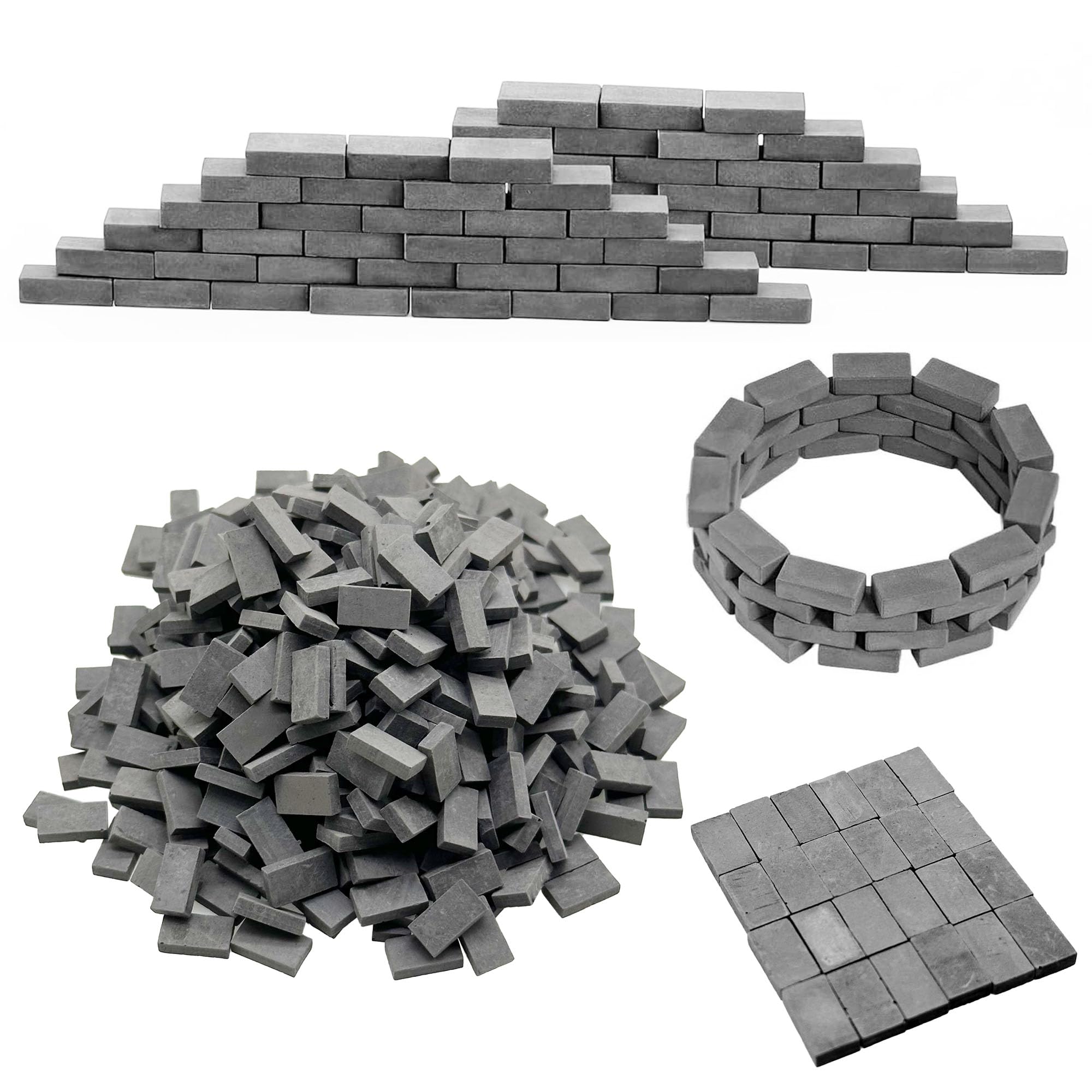 Attuslla 1:35 Scale Mini Bricks, Realistic Miniature Clay Bricks for Diorama, Garden Railway, Architecture Model Building Supplies, Gray, 840 PCS