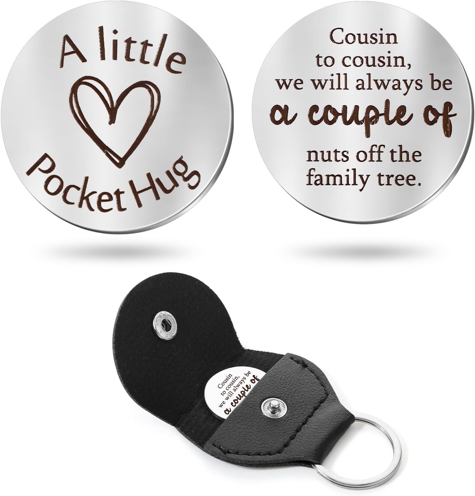 Pocket Hug Token Gifts for Men Boyfriend Girlfriend Inspirational Gift for Son Daughter Brother with Leather Keychain