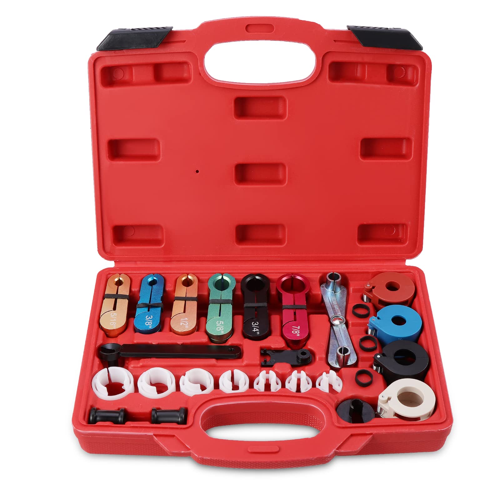 HSEAMALL 22PCS Set di Strumenti di Disconnessione Rapida,Tubo Flessibile Aria Condizionata per Auto Tubo di Olio Tubo di Carburante Strumento di Rimozione Strumento di Disconnessione per Sistemi,Rosso