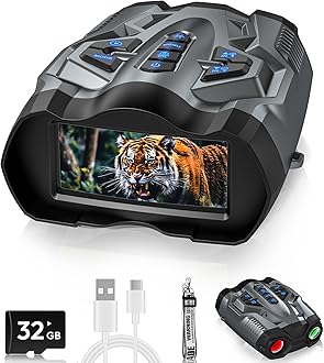 BUSHBINOC 4K Night Vision Goggles, Night Vision Binoculars for Adults,10X Digital NightVision, 9 Gear Infrared with 32GB TF Card,4000mAh Battery, 3.5" HD Screen Binoculars gray