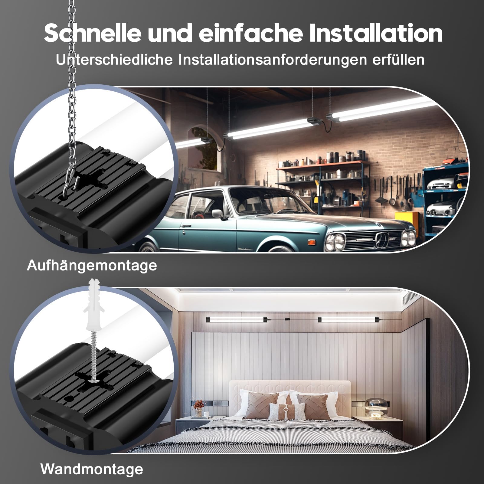 Feuchtraumleuchte LED 115cm mit Stecker,40W Verknüpfbar Feuchtraumlampe,6500K Kaltweiß LED Röhre,4400LM Superhell Kellerlampe,Leuchtstoffröhre für Küche Büro Flur Garage